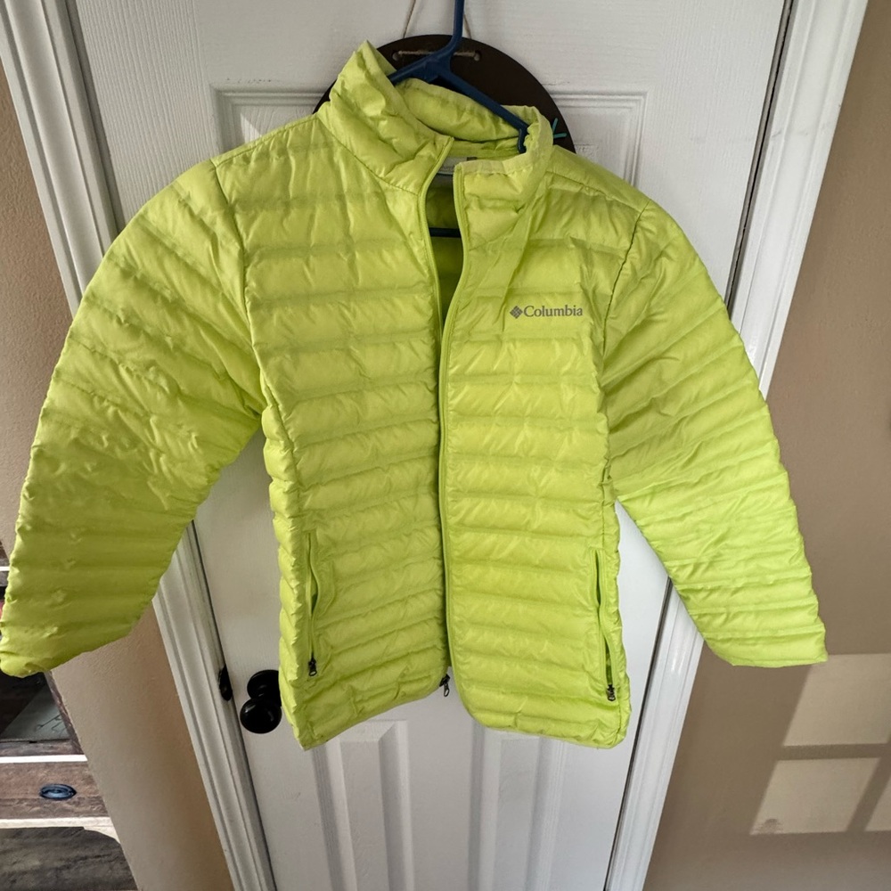 Columbia jacket. Kids size large in lime color.